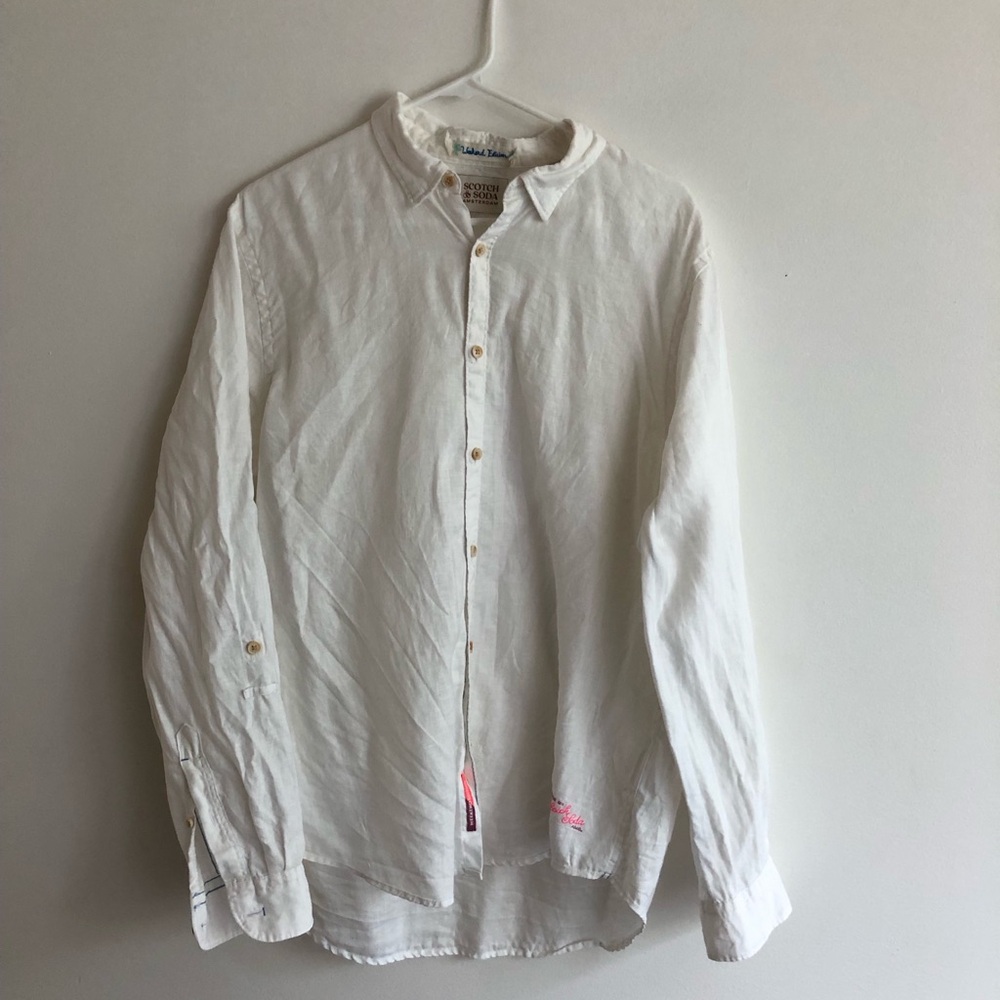 Scotch & Soda Amsterdam white linen button down relaxed boho beach size large